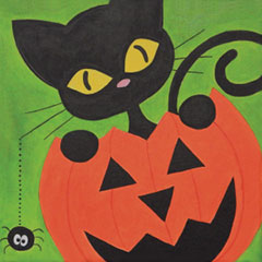 Halloween Cat - Canvas Painting
