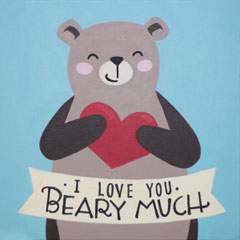 Love You Beary Much - Kids Canvas Painting
