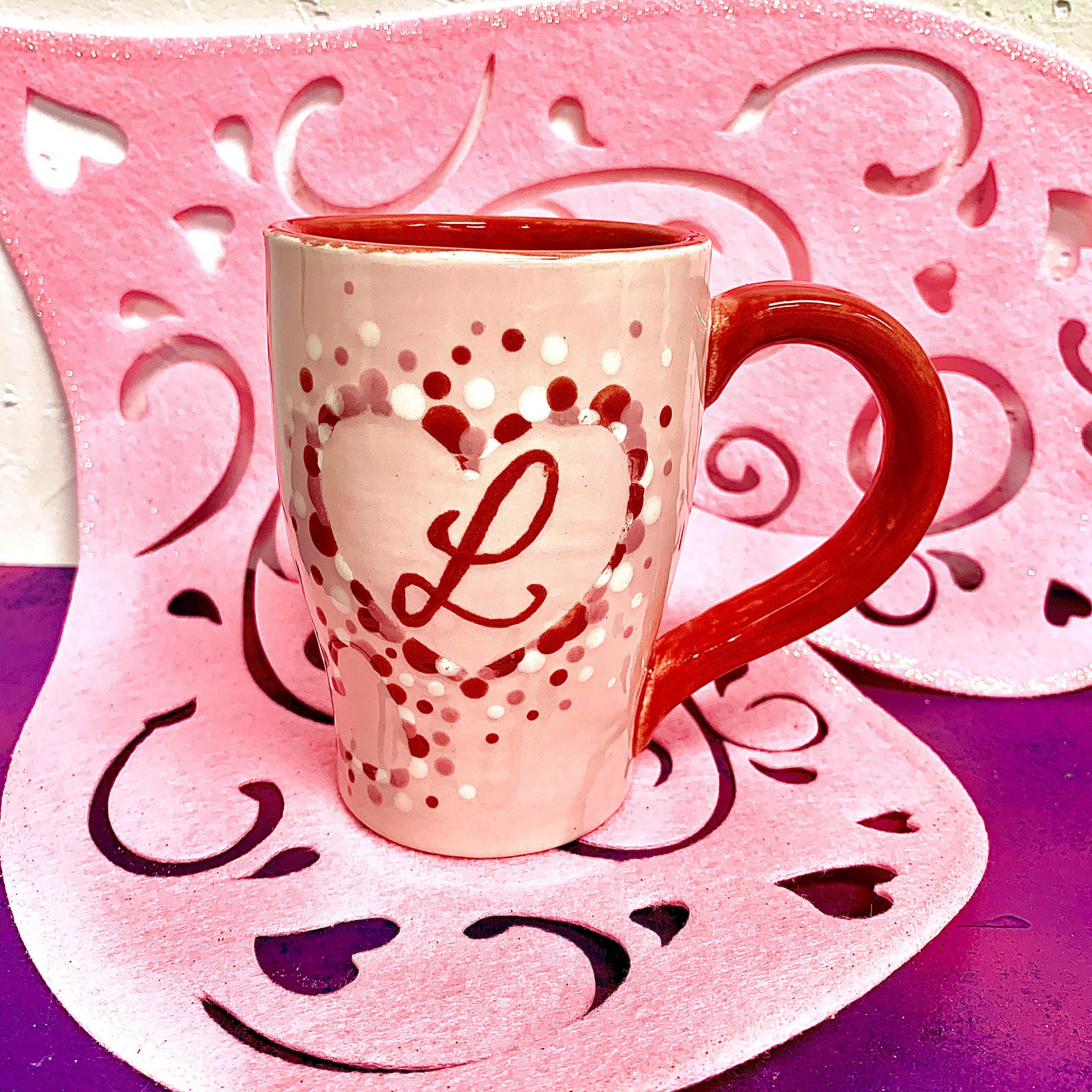 Heart Monogram Mug - Pottery Painting