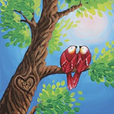 love birds in a tree painting