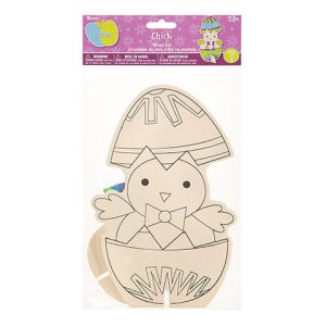 Wooden Chick With Pom Poms & Eyes Craft