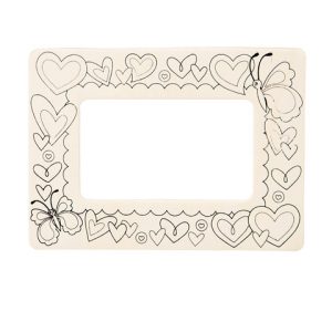 Color-In Picture Frame - Unfinished Wood - Hearts - 7.5 X 5.5 Inches