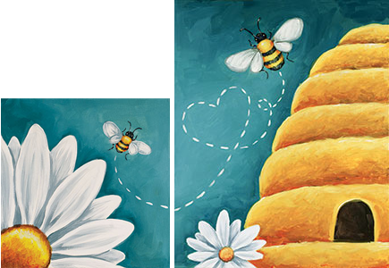 Canvas Class - Mama Bee/Baby Bee Double Canvas