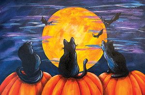 3 Black Cats - Paint and Sip Canvas Class