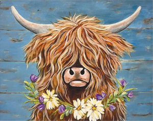 Spring Highland Cow - Canvas Class
