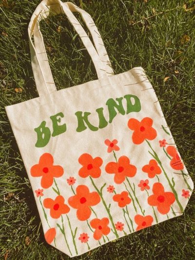 Be Kind, Earth Day Tote Bag Painting Class