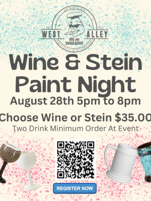 West Alley BBQ Wine & Stein Pottery Paint Night