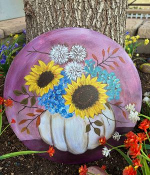 Fall Floral Pumpkin - Round Canvas Class