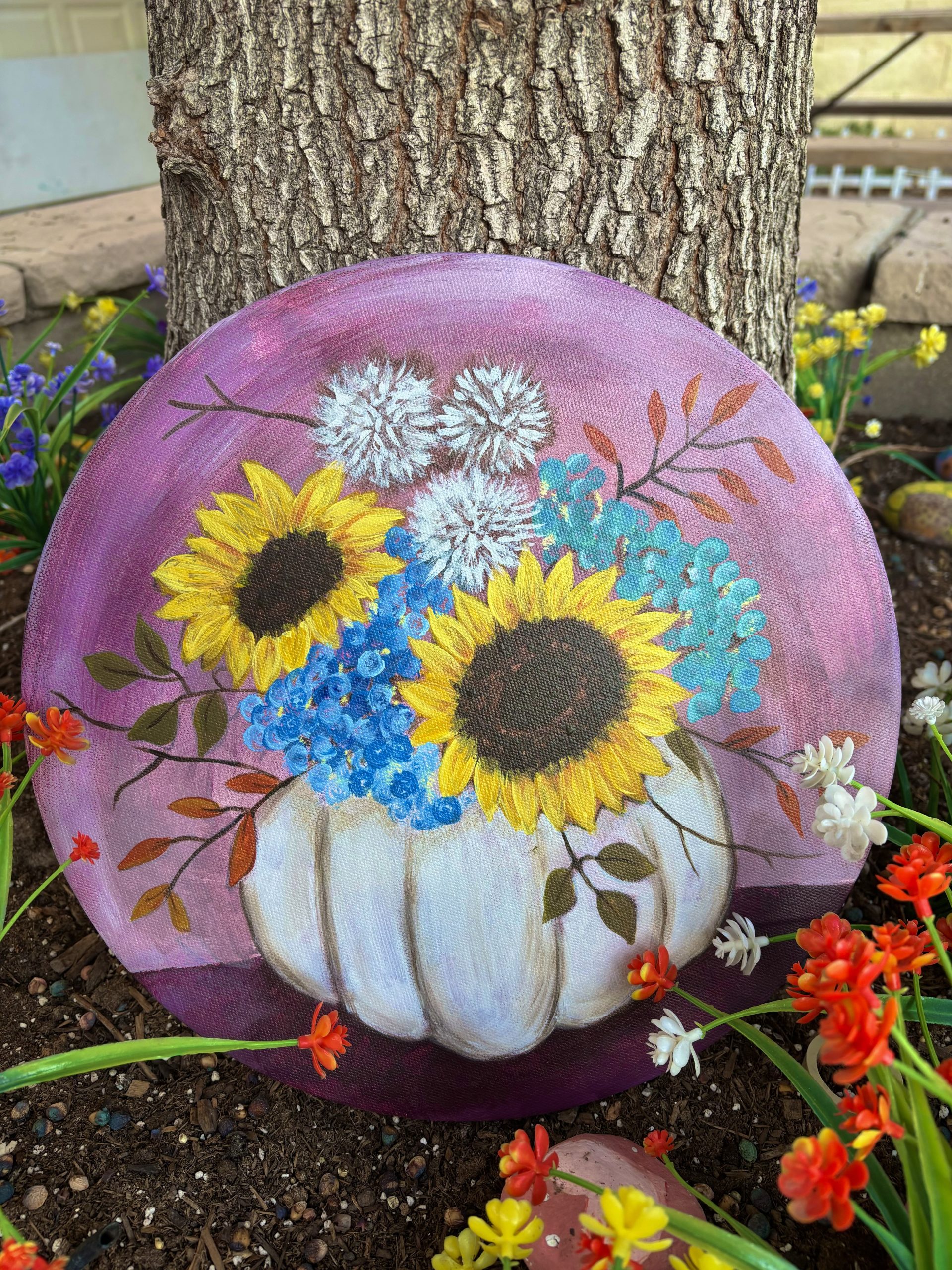 Fall Floral Pumpkin - Round Canvas Class