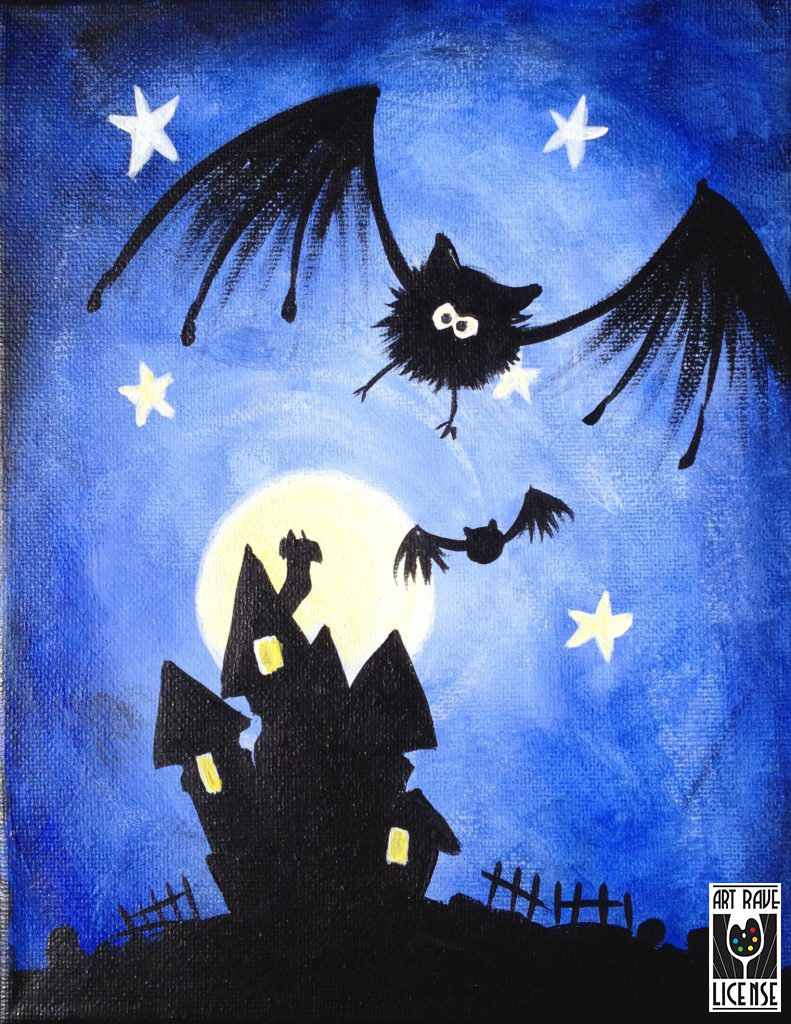 Haunted House - Kids & Family Canvas Class (Ages 8 and Up)