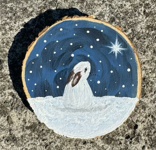 Snow Bunny Wood Slice Painting Class