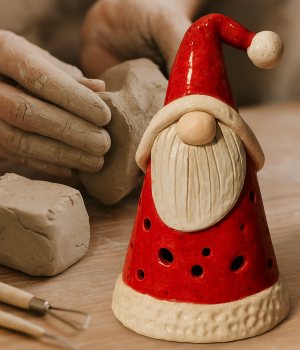 Santa Gnome Tea Light - Hand Building Clay Class