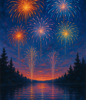 Fireworks Over the Lake - Canvas Paint & Sip
