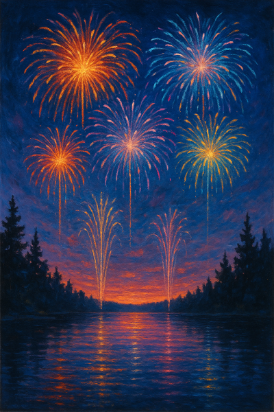 Fireworks Over the Lake - Canvas Paint & Sip